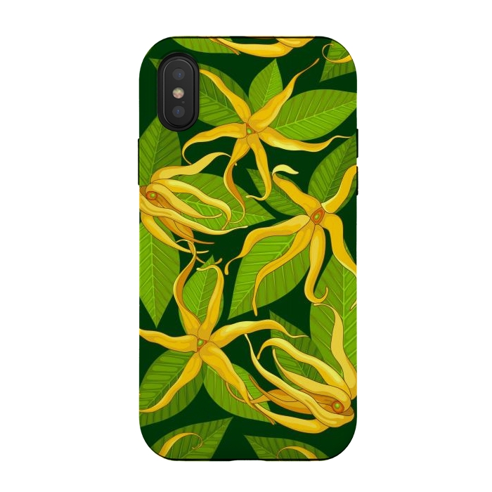 iPhone Xs / X StrongFit Ylang Ylang Exotic Scented Flowers and Leaves by BluedarkArt