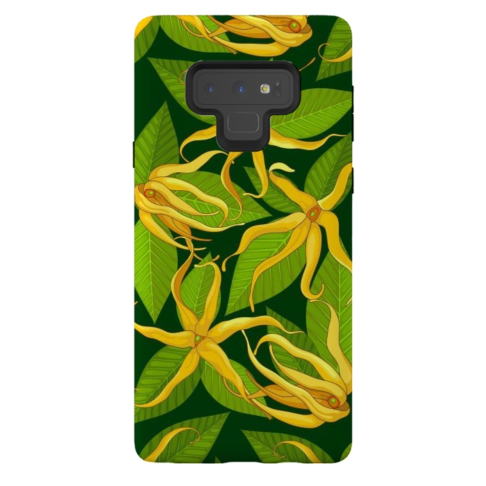 Galaxy Note 9 StrongFit Ylang Ylang Exotic Scented Flowers and Leaves by BluedarkArt