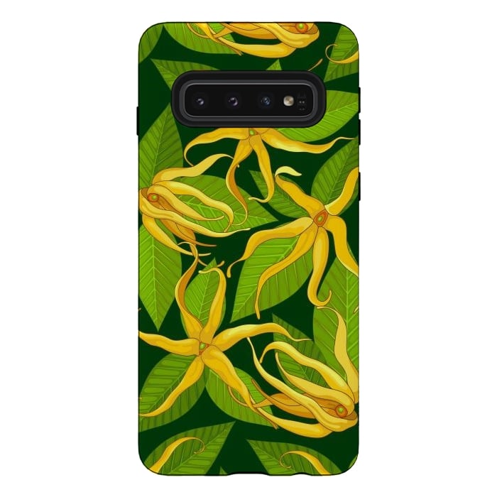 Galaxy S10 StrongFit Ylang Ylang Exotic Scented Flowers and Leaves by BluedarkArt