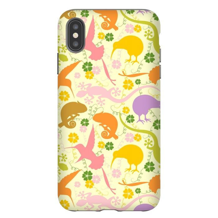 iPhone Xs Max StrongFit Animals Exotic Pastel Colors Shapes Pattern by BluedarkArt