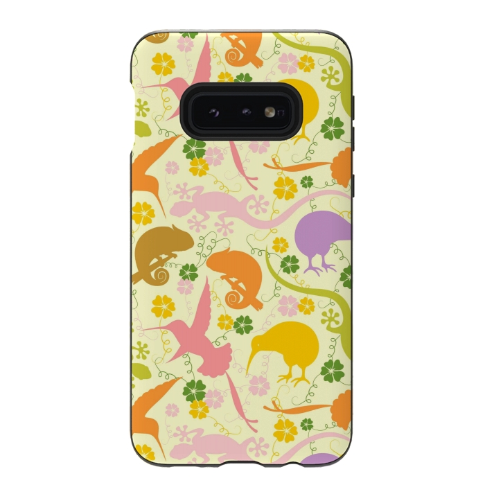 Galaxy S10e StrongFit Animals Exotic Pastel Colors Shapes Pattern by BluedarkArt