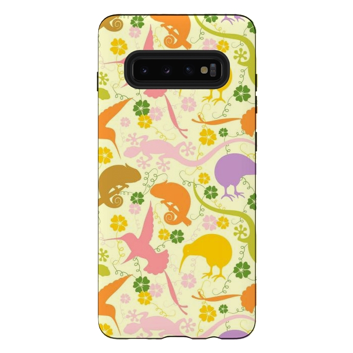 Galaxy S10 plus StrongFit Animals Exotic Pastel Colors Shapes Pattern by BluedarkArt