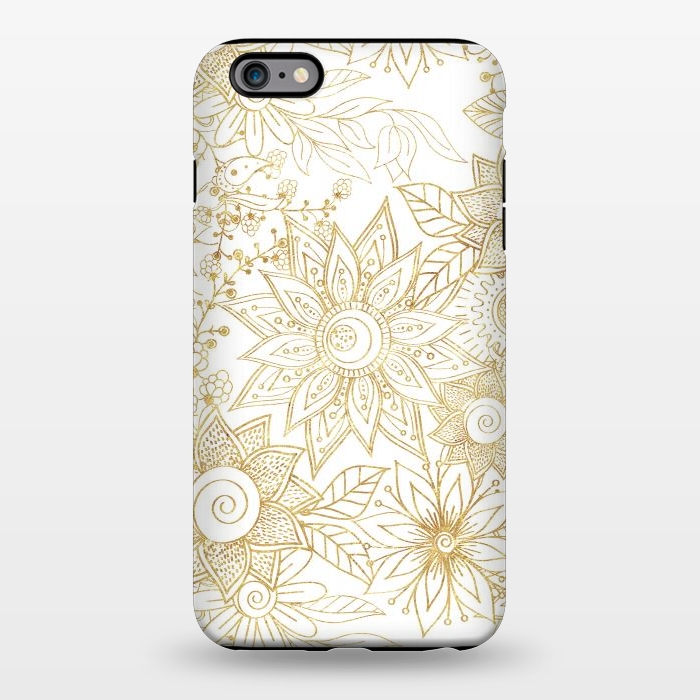 iPhone 6/6s plus StrongFit Elegant golden floral doodles design by InovArts