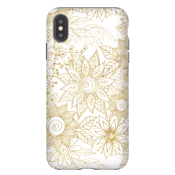 iPhone Xs Max StrongFit Elegant golden floral doodles design by InovArts