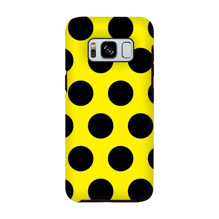Galaxy S8 StrongFit Black Circles on Yellow Background by Bledi