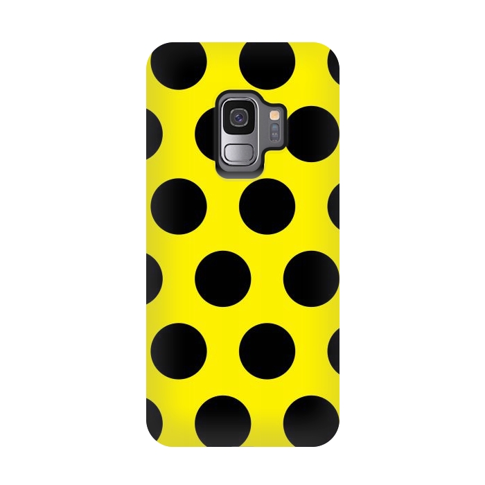 Galaxy S9 StrongFit Black Circles on Yellow Background by Bledi