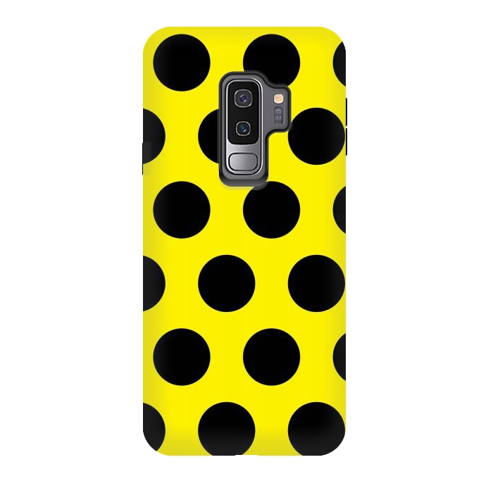 Galaxy S9 plus StrongFit Black Circles on Yellow Background by Bledi