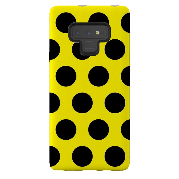 Galaxy Note 9 StrongFit Black Circles on Yellow Background by Bledi