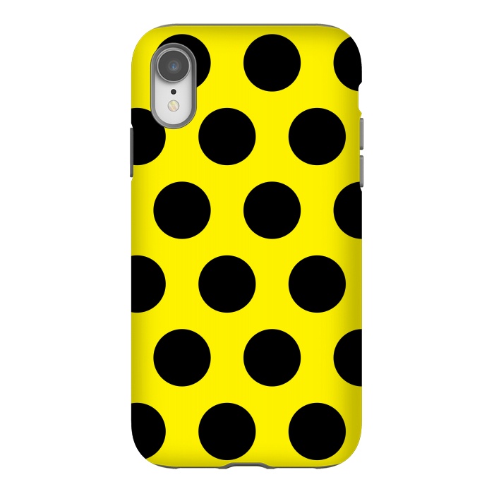 iPhone Xr StrongFit Black Circles on Yellow Background by Bledi