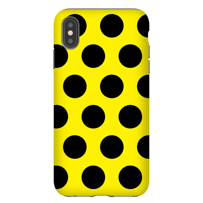 iPhone Xs Max StrongFit Black Circles on Yellow Background by Bledi