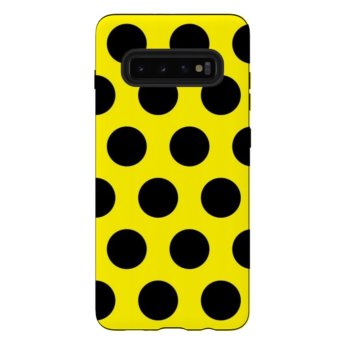 Galaxy S10 plus StrongFit Black Circles on Yellow Background by Bledi