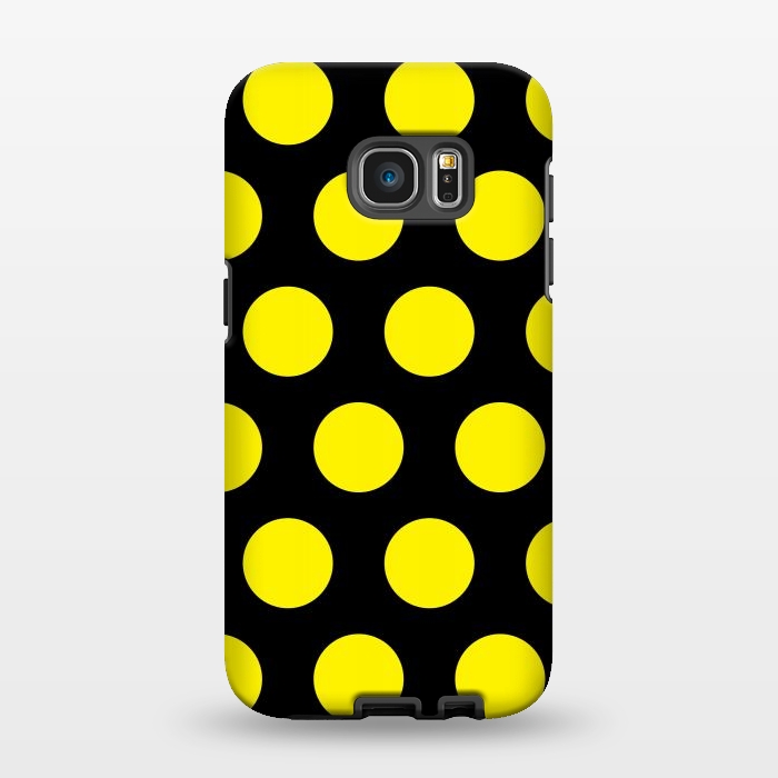 Galaxy S7 EDGE StrongFit Yellow Circles on Black Background by Bledi