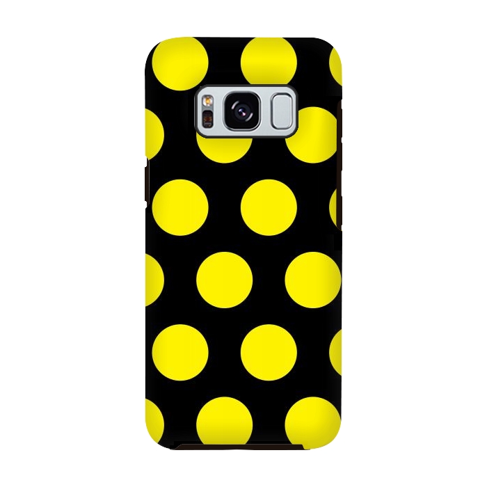 Galaxy S8 StrongFit Yellow Circles on Black Background by Bledi