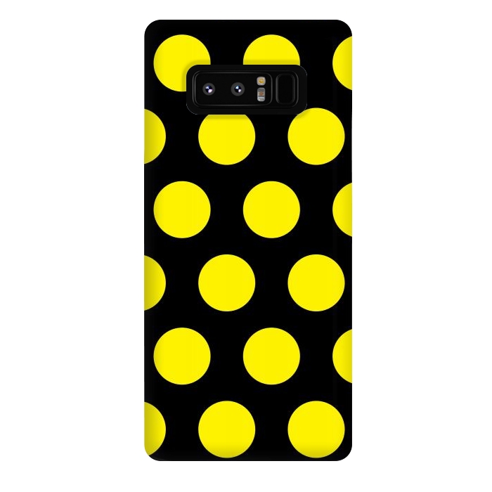Galaxy Note 8 StrongFit Yellow Circles on Black Background by Bledi