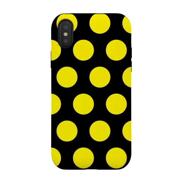 iPhone Xs / X StrongFit Yellow Circles on Black Background by Bledi