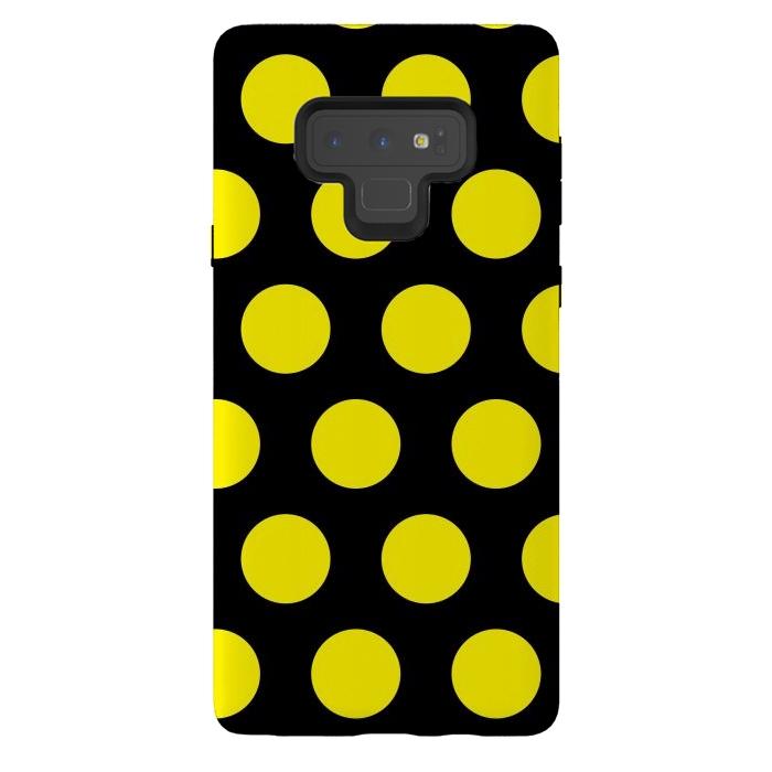 Galaxy Note 9 StrongFit Yellow Circles on Black Background by Bledi
