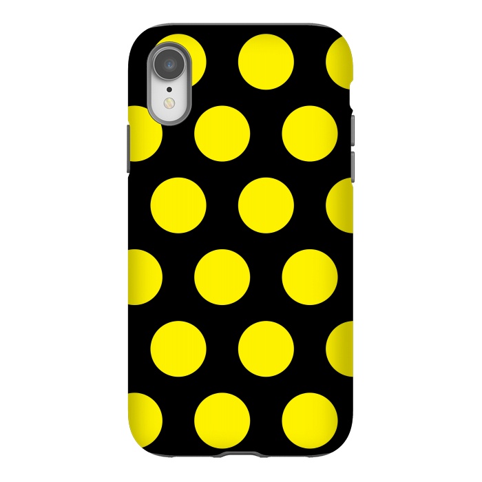 iPhone Xr StrongFit Yellow Circles on Black Background by Bledi