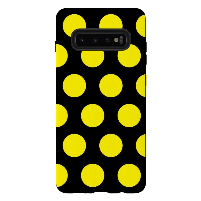 Galaxy S10 plus StrongFit Yellow Circles on Black Background by Bledi
