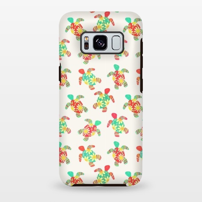 Galaxy S8 plus StrongFit Cute Flower Child Hippy Turtles on Cream  by Micklyn Le Feuvre