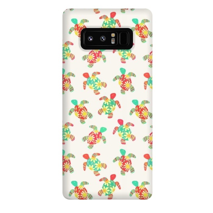Galaxy Note 8 StrongFit Cute Flower Child Hippy Turtles on Cream  by Micklyn Le Feuvre