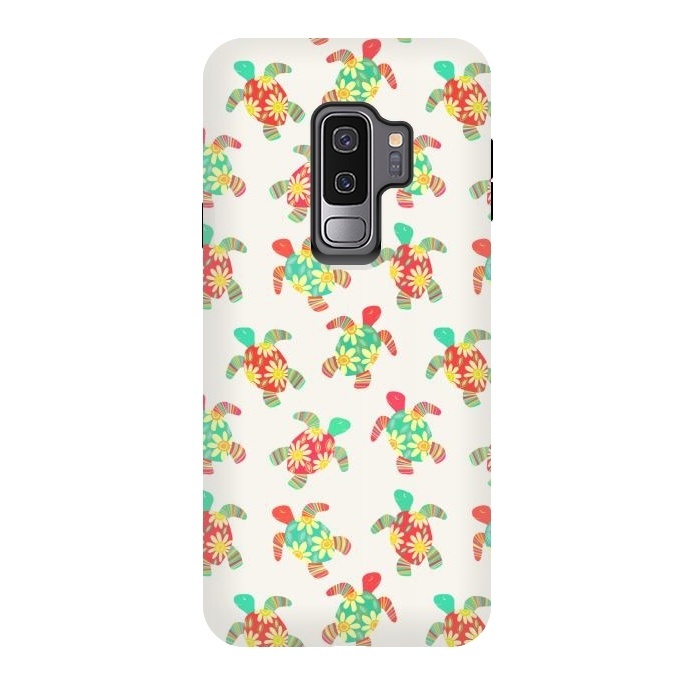 Galaxy S9 plus StrongFit Cute Flower Child Hippy Turtles on Cream  by Micklyn Le Feuvre