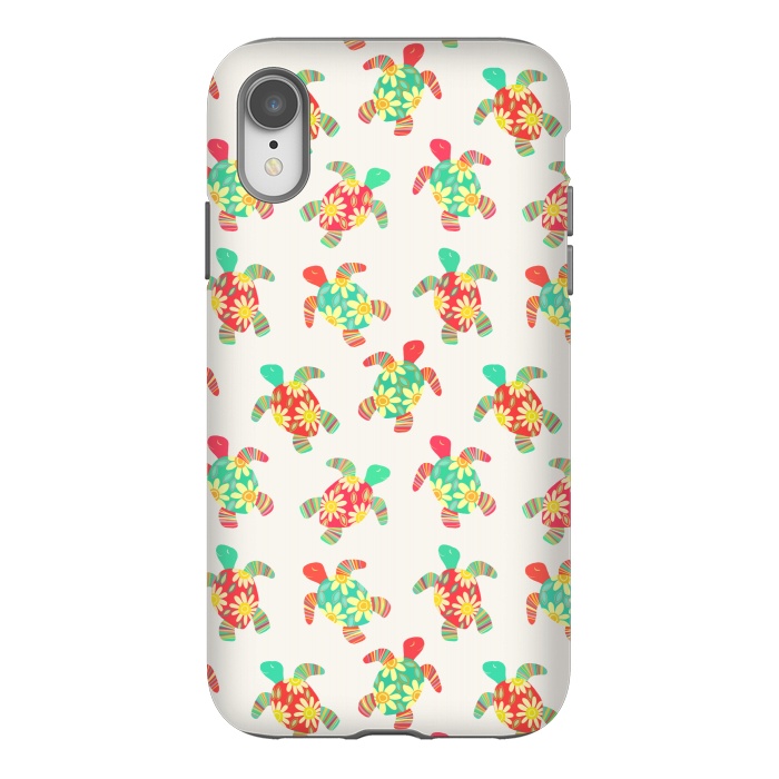 iPhone Xr StrongFit Cute Flower Child Hippy Turtles on Cream  by Micklyn Le Feuvre