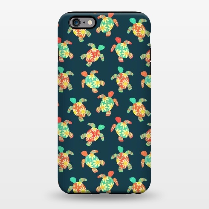 iPhone 6/6s plus StrongFit Cute Flower Child Hippy Turtles on Dark by Micklyn Le Feuvre