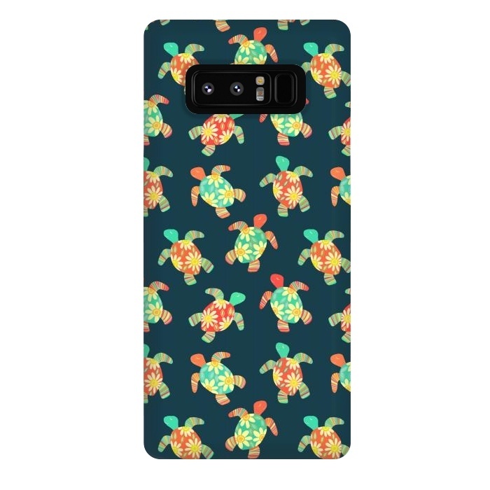 Galaxy Note 8 StrongFit Cute Flower Child Hippy Turtles on Dark by Micklyn Le Feuvre