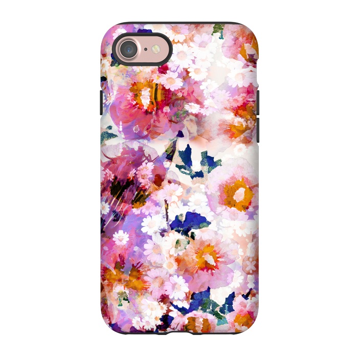 iPhone 7 StrongFit Watercolor rose of sharon and daisy flowers by Oana 
