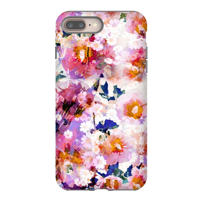 iPhone 7 plus StrongFit Watercolor rose of sharon and daisy flowers by Oana 