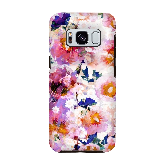 Galaxy S8 StrongFit Watercolor rose of sharon and daisy flowers by Oana 