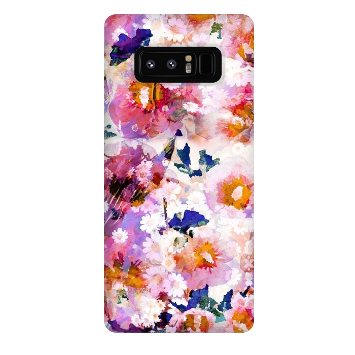 Galaxy Note 8 StrongFit Watercolor rose of sharon and daisy flowers by Oana 