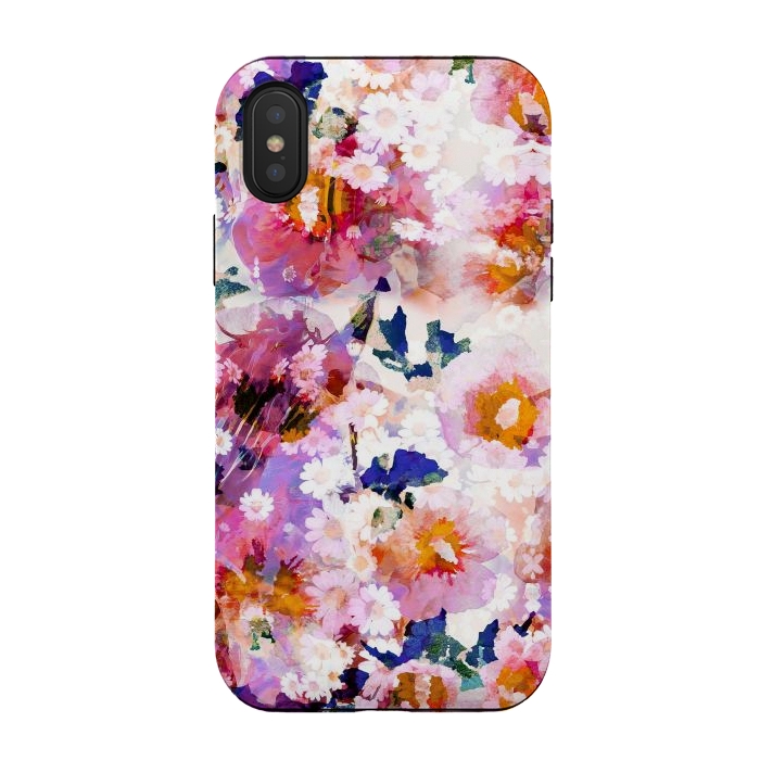 iPhone Xs / X StrongFit Watercolor rose of sharon and daisy flowers by Oana 