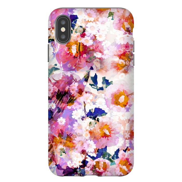 iPhone Xs Max StrongFit Watercolor rose of sharon and daisy flowers by Oana 