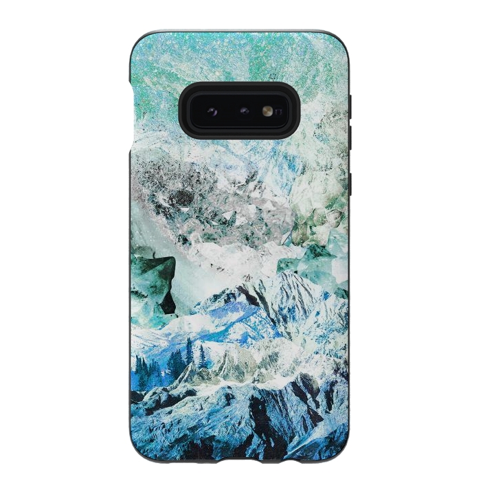 Galaxy S10e StrongFit Icy mountains and precious gemstones by Oana 