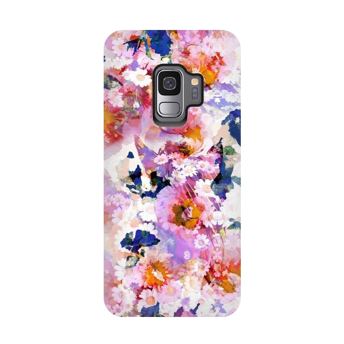 Galaxy S9 StrongFit Watercolor painted flower meadow by Oana 