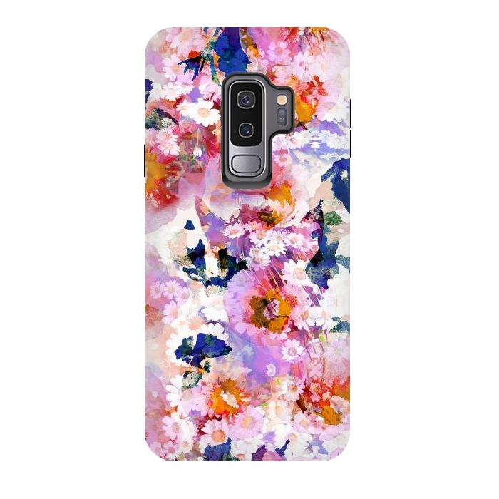 Galaxy S9 plus StrongFit Watercolor painted flower meadow by Oana 