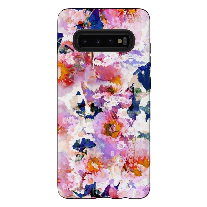 Galaxy S10 plus StrongFit Watercolor painted flower meadow by Oana 