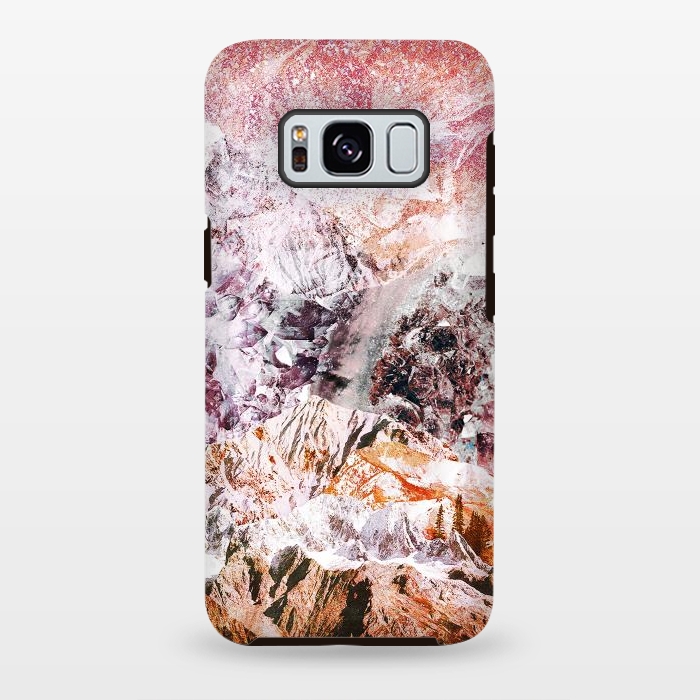 Galaxy S8 plus StrongFit Pink geode crystals landscape by Oana 