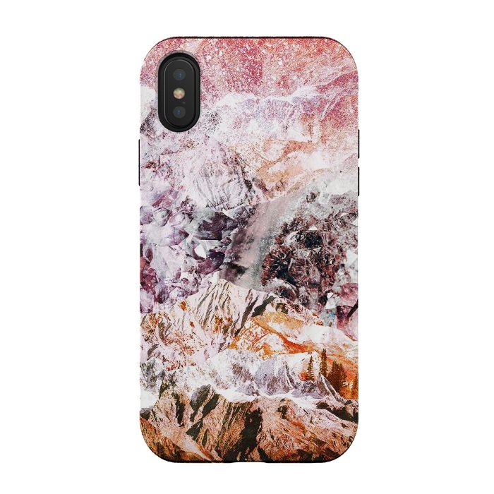iPhone Xs / X StrongFit Pink geode crystals landscape by Oana 