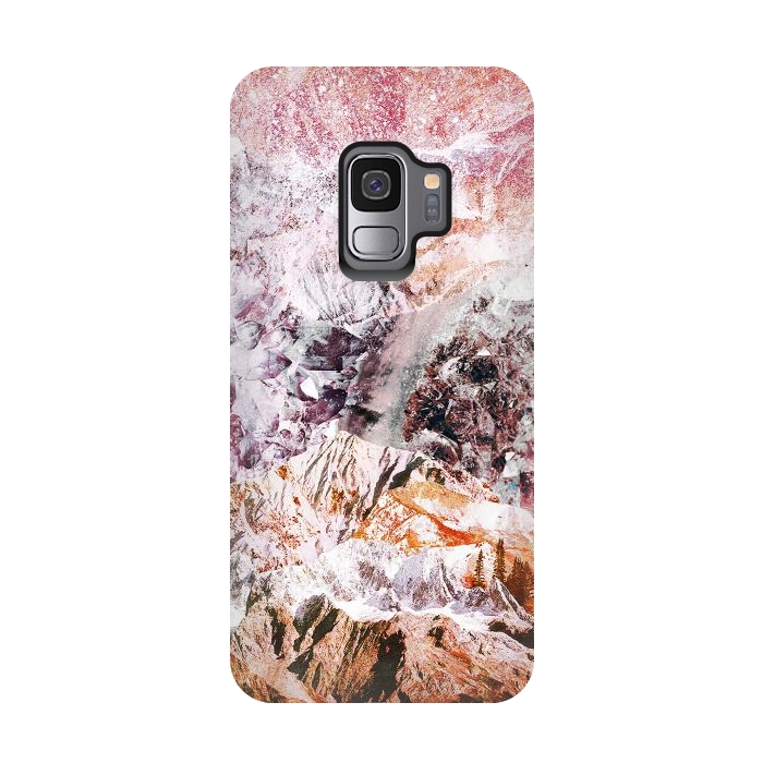 Galaxy S9 StrongFit Pink geode crystals landscape by Oana 