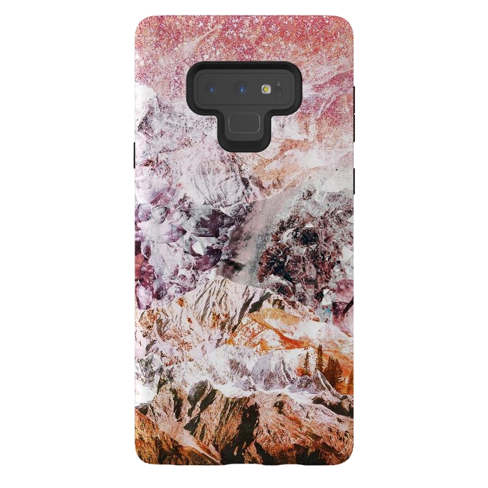 Galaxy Note 9 StrongFit Pink geode crystals landscape by Oana 