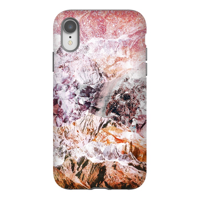 iPhone Xr StrongFit Pink geode crystals landscape by Oana 