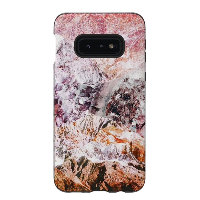 Galaxy S10e StrongFit Pink geode crystals landscape by Oana 