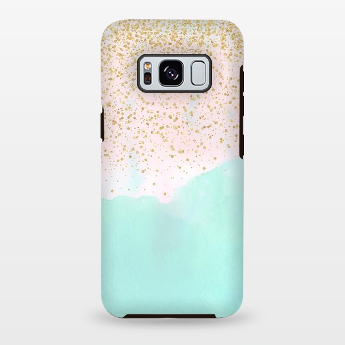 Galaxy S8 plus StrongFit Watercolor abstract and golden confetti design by InovArts