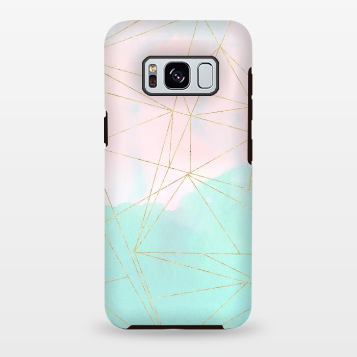Galaxy S8 plus StrongFit Watercolor abstract and golden triangles design by InovArts