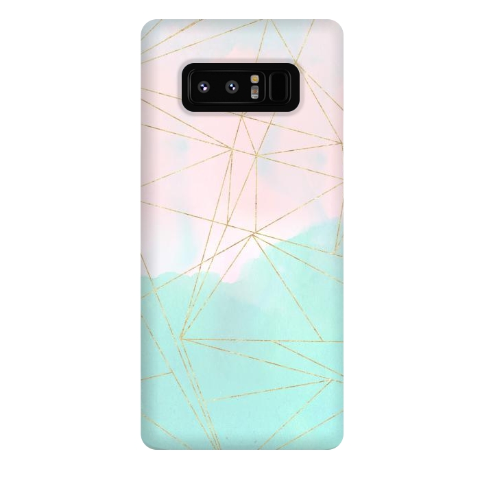 Galaxy Note 8 StrongFit Watercolor abstract and golden triangles design by InovArts