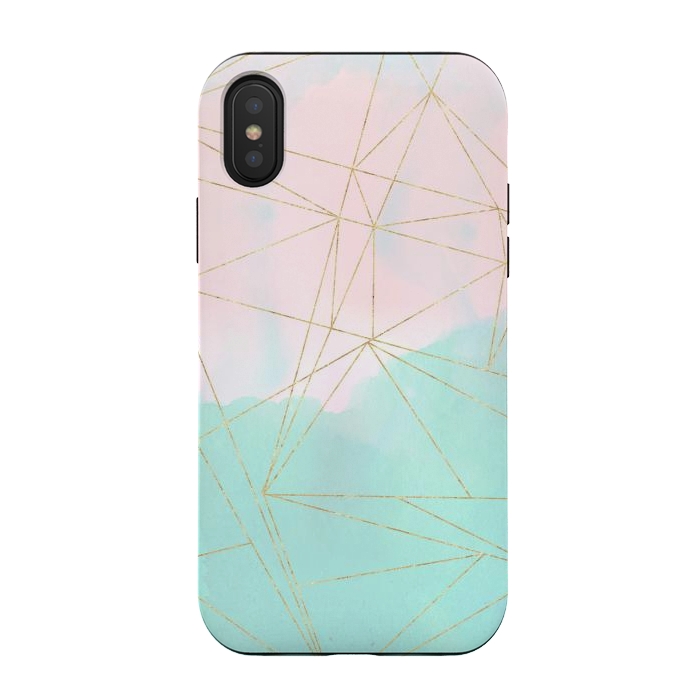 iPhone Xs / X StrongFit Watercolor abstract and golden triangles design by InovArts