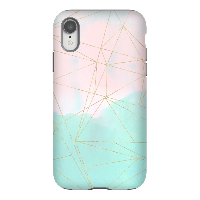 iPhone Xr StrongFit Watercolor abstract and golden triangles design by InovArts