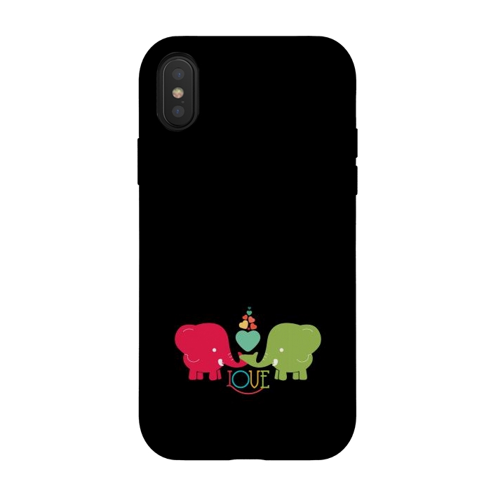 iPhone Xs / X StrongFit colorful elephants love by TMSarts